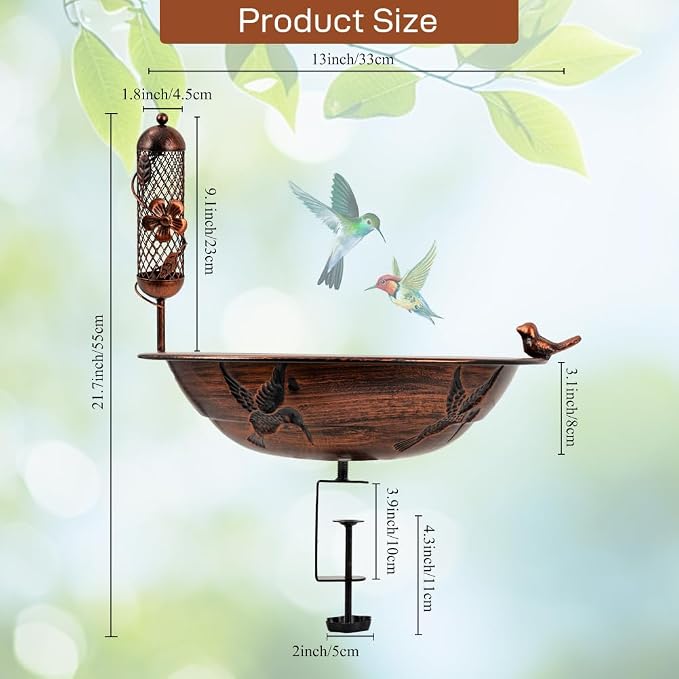 DREAMSOUL 13" Dia Deck Mounted Bird Bath - Image 2