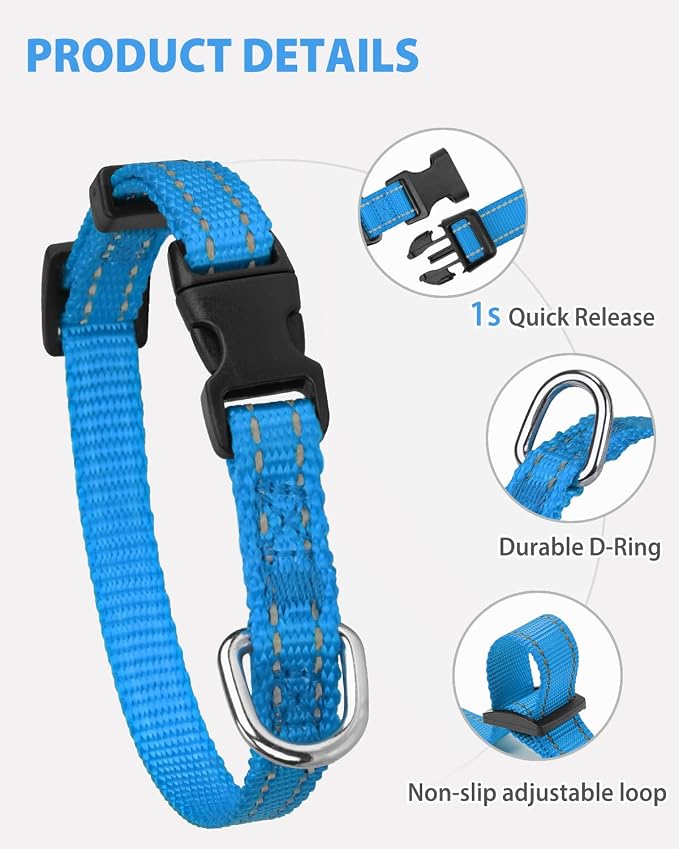 Joytale Small Dog Collar, Reflective and Adjustable Nylon Collar - Image 4