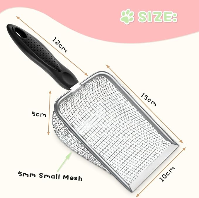 Metal Cat Litter Scoop, Sturdy Litter Cleaner Corner Shovel, Stainless Steel - Image 2