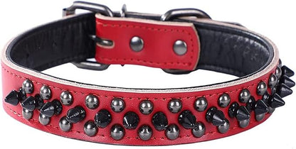 Spiked Studded Dog Collar, Genuine Leather Dog Collar, Adjustable Pet Collars by Unknown