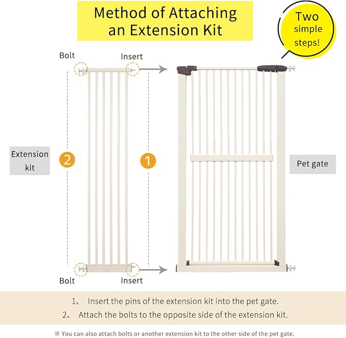 Lumizone Extra Tall Pet Gate 55.12" High Pressure Mounted 12.60" Wide Extension - Image 4