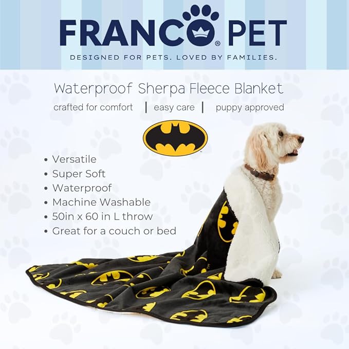 Franco Pet Batman DC Comics Bat Shield Logo Super Soft Cozy Waterproof - Image 2