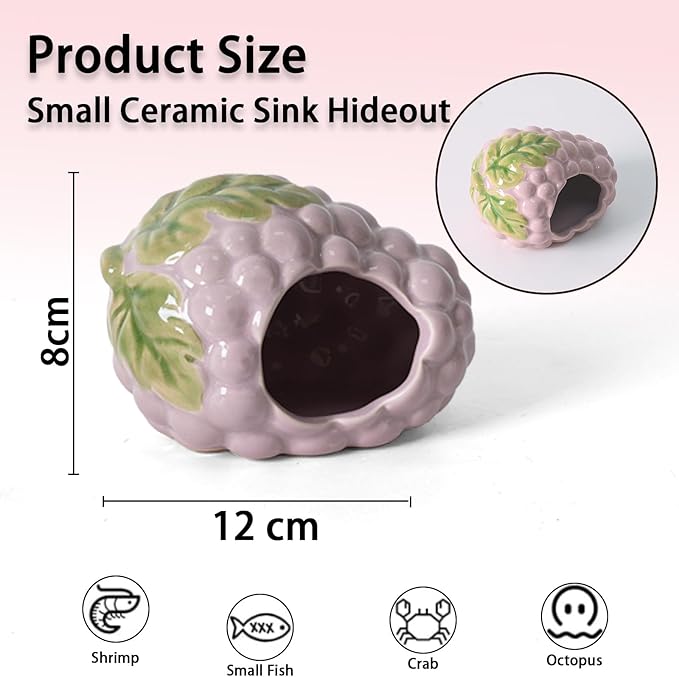 Aquarium Decor Cave Betta Fish Aquarium Accessories Ornaments Hiding Cave Grape - Image 2