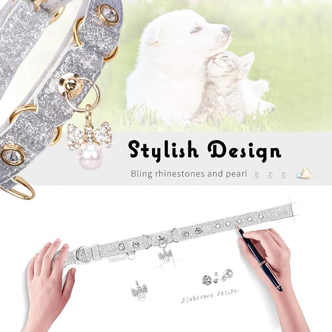 PetsHome Cat Collar, Dog Collar, PU Leather Adjustable Pet Collar - Image 2