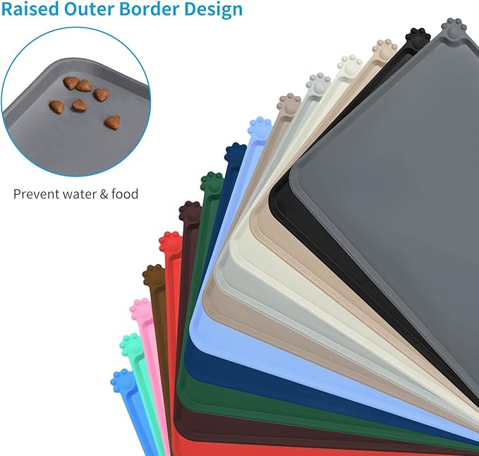 AUDWUD Silicone Waterproof Pet Feeding Mats, Anti Slip Bowl Pad, Dog Mat - Image 3