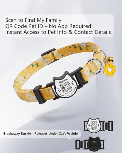 Breakaway Cat Collar with QR Code ID Tag, Adjustable Cotton Kitten Collar with - Image 4