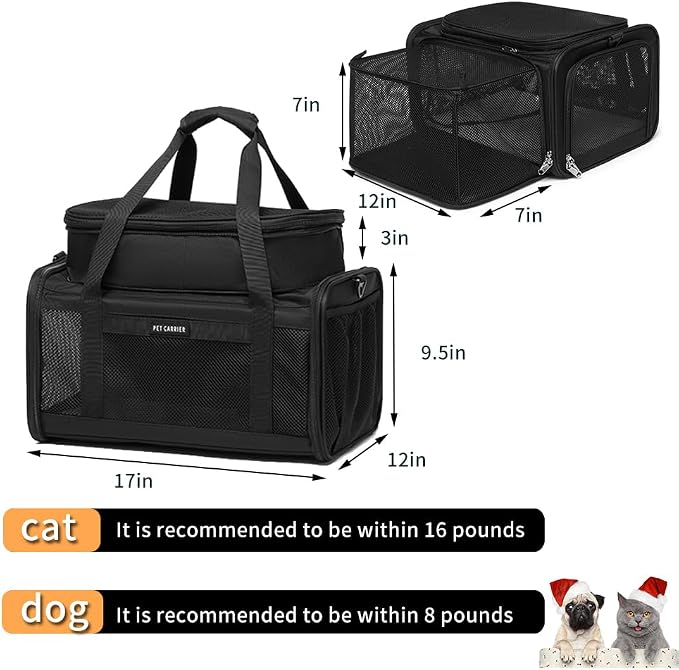 Airline Approved Pet Carrier for Cats and Small Dogs up to 15 lbs, Breathable - Image 2