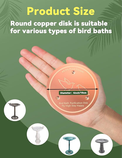 CNARIO Copper Disk for Bird Baths, Bird Baths 99.99% Pure Copper Cleaning Disk - Image 5
