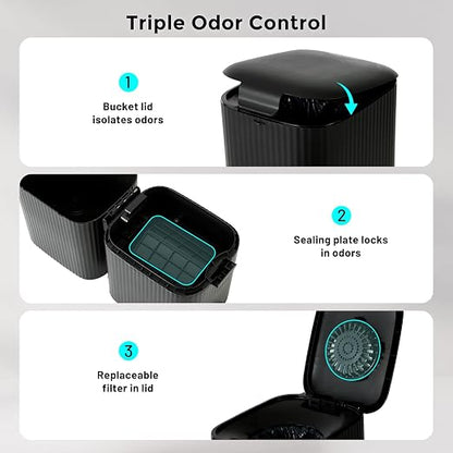 Cat Litter Trash Can for Odor Control, Hands-Free Patent Structure Litter - Image 5