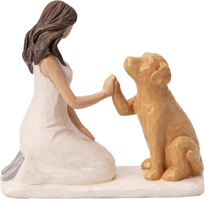 BUTILIVEEN Resin Woman with Dog Figurines, Sympathy Dog Memorial, Pet Loss Gifts by BUTILIVEEN