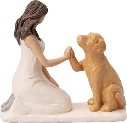 BUTILIVEEN Resin Woman with Dog Figurines, Sympathy Dog Memorial, Pet Loss Gifts by BUTILIVEEN