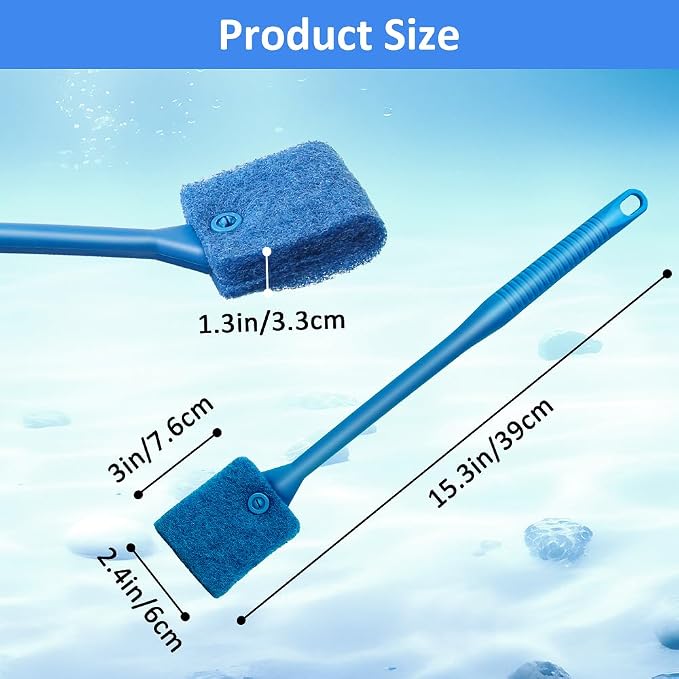 Fish Tank Cleaner with Five Sided Sponge Brush and Long Handle Aquarium - Image 2