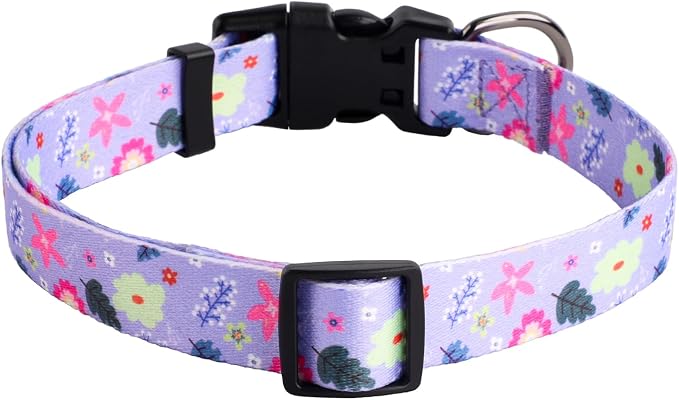 QQPETS Adjustable Soft Dog Collar: Print Flower Pink Multicolor Cute Patterns - Image 5