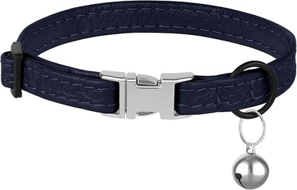 Leather Cat Collar with Buckle and Removable Bell - Image 7