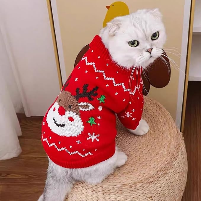 Christmas Dog Outfit Red Puppy Sweater - Image 2