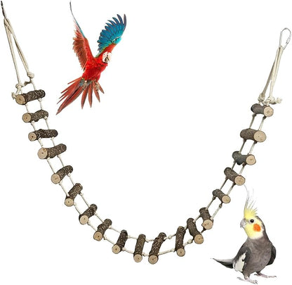 BNOSDM Wooden Bird Ladders Parrot Bridge Rope Ladder Bird Toy Pet Climbing by BNOSDM