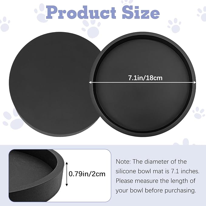 BNOSDM 2 Pack Cat Feeding Mat Pet Silicone Food Mat Black Dog Feeding Mats - Image 2