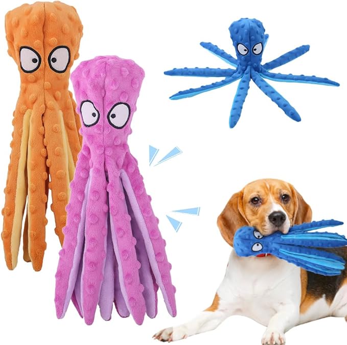 Octopus Dog Toys, No Stuffing Crinkle Dog Toys by AprYew