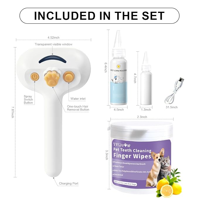 Pet Steam Brush for Dog & Cat – shower bath brush – Steam for Shedding & - Image 9
