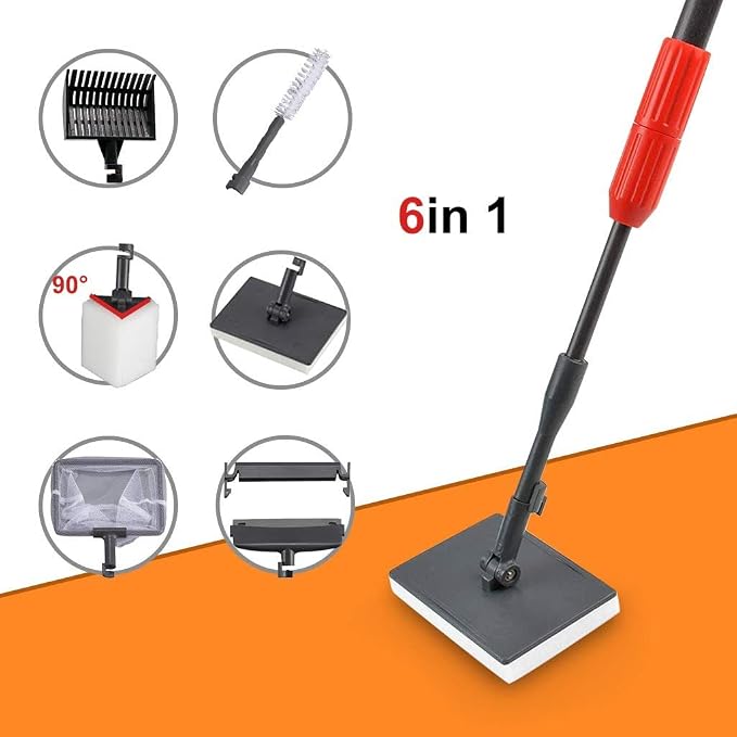 UPETTOOLS Aquarium Clean Tool 6 in 1 Fish Tank Cleaning Kit Algae Scraper - Image 7