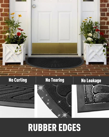 tchdio Door Mat Outdoor Indoor Entrance Doormat-Semicircular Durable Rubber Non - Image 4