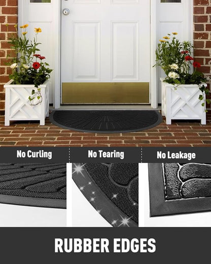 tchdio Door Mat Outdoor Indoor Entrance Doormat-Semicircular Durable Rubber Non - Image 4