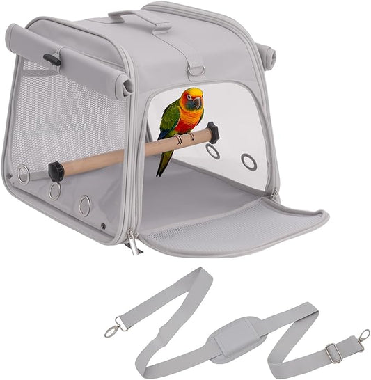Portable Small Bird Travel Cage Carrier, Parrot Parakeet Cockatiels Bird Travel by GRLEAYIE