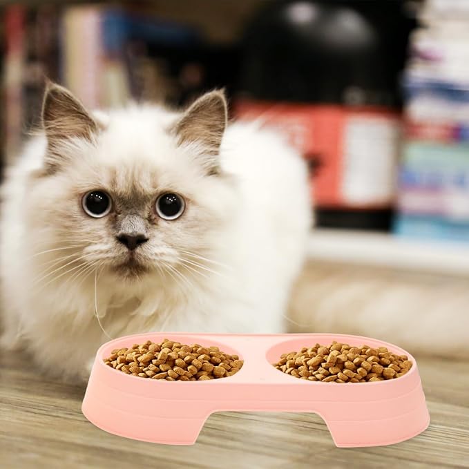 Balacoo 8 Pcs Cat Food Feeder, Plastic Double Bowl Cat Feeder, Candy Color Pet - Image 8