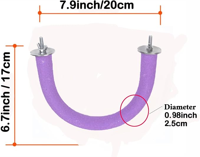 2Pcs 7.9Inch Purple U Shape Rough-surfaced Sands Stick Bird Perches Bird Cage - Image 2