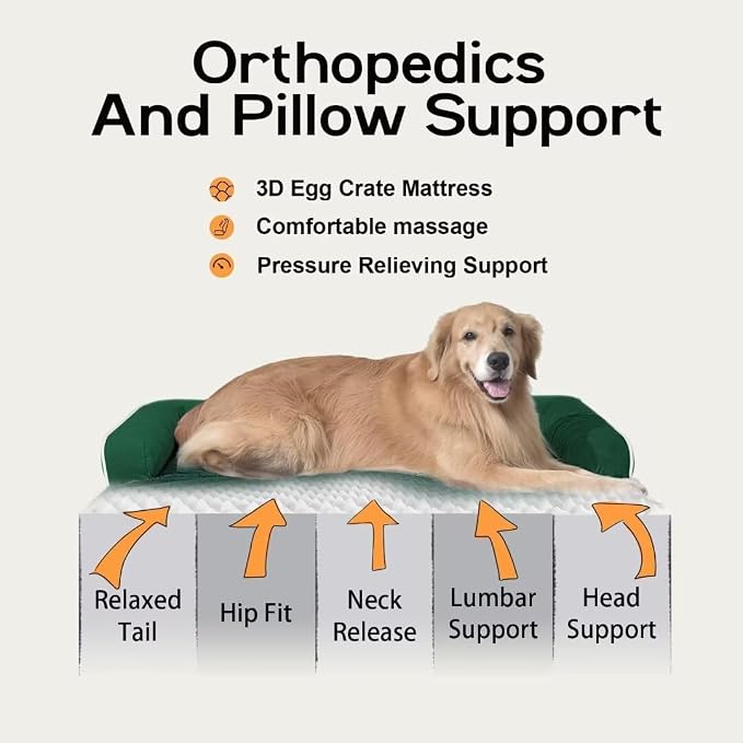 Orthopedic Large Dog Bed Washable, Orthopedic Emerald Dog Beds - Image 2