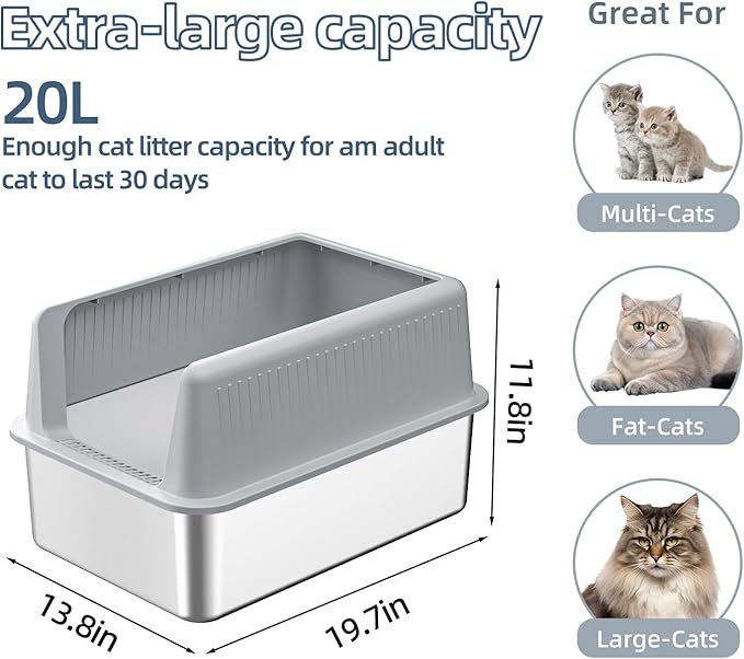 2PACK Stainless Steel Cat Litter Box - Image 2