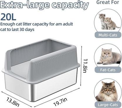2PACK Stainless Steel Cat Litter Box - Image 2