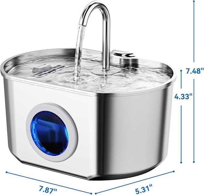 Cat Water Fountain Stainless Steel: 74oz/2.2L Cat Fountain - Image 9