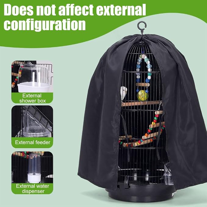 DONGKER Bird Parrot Cage Cover, Polyester Rain-Proof Blackout Birdcage Shade - Image 3