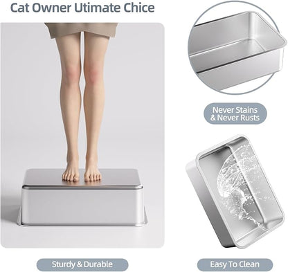 2PACK Stainless Steel Cat Litter Box - Image 4