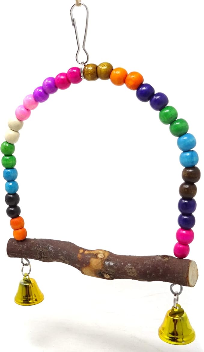 Honbay Wooden Bird Swing Perch Parrot Hanging Toy - Image 5