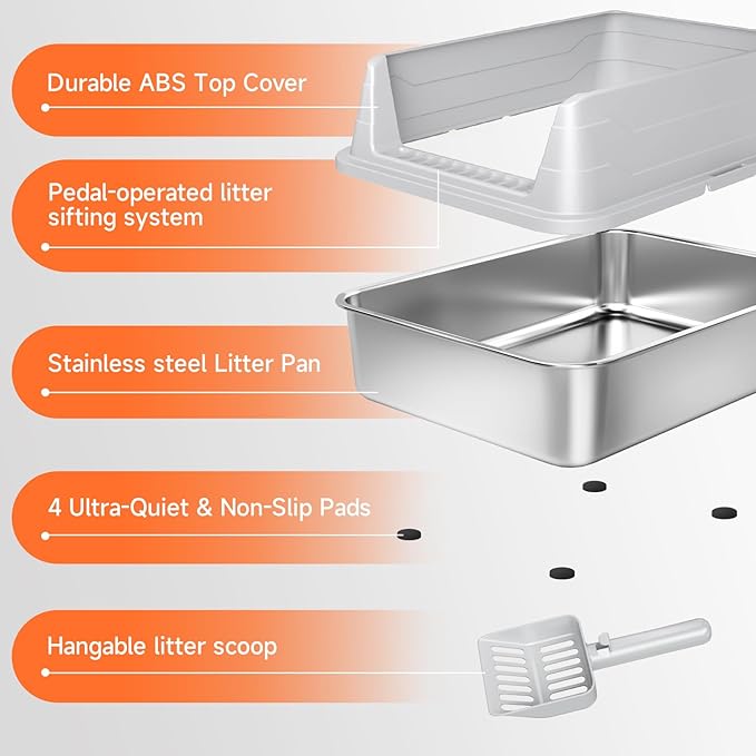 Stainless Steel Cat Litter Box, Odor Free Metal Litter Box - Image 7