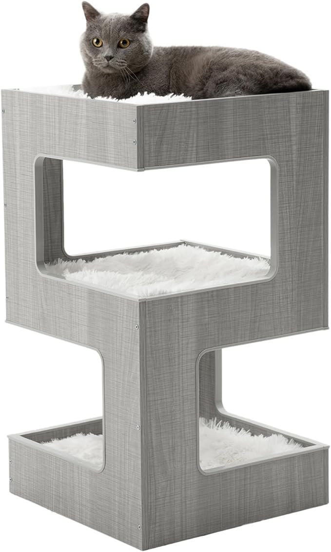 ACH Modern Cat Furniture Cat Tree Spacious Perch Multi-Level Cat Tower by ACH