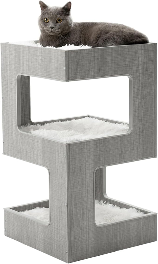 ACH Modern Cat Furniture Cat Tree Spacious Perch Multi-Level Cat Tower by ACH