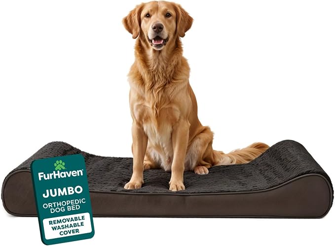 FurHaven Orthopedic Dog Bed for Large Dogs, Luxe Lounger Contour Mattress by FurHaven