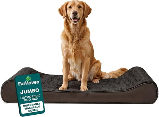 FurHaven Orthopedic Dog Bed for Large Dogs, Luxe Lounger Contour Mattress by FurHaven