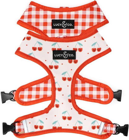 Lucy & Co. Cheery Cherries, Cute Reversible Dog Harness Walking Halter by LucyCo