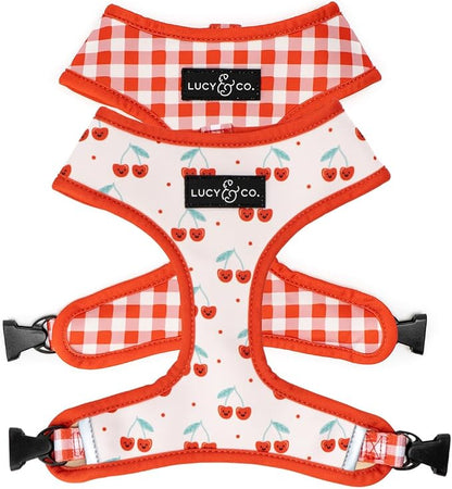 Lucy & Co. Cheery Cherries, Cute Reversible Dog Harness Walking Halter by LucyCo