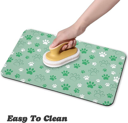 Dog Food Mat, Absorbent Water Bowl Mats Cat Pet Feeding Placemats Green 17 * 30 - Image 4