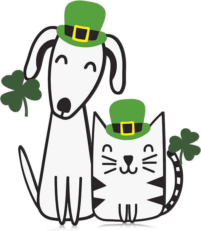 Fiwochic St Patrick's Dogs Cat Decorations Metal Shamrock Wall Art Irish Pet by Unknown