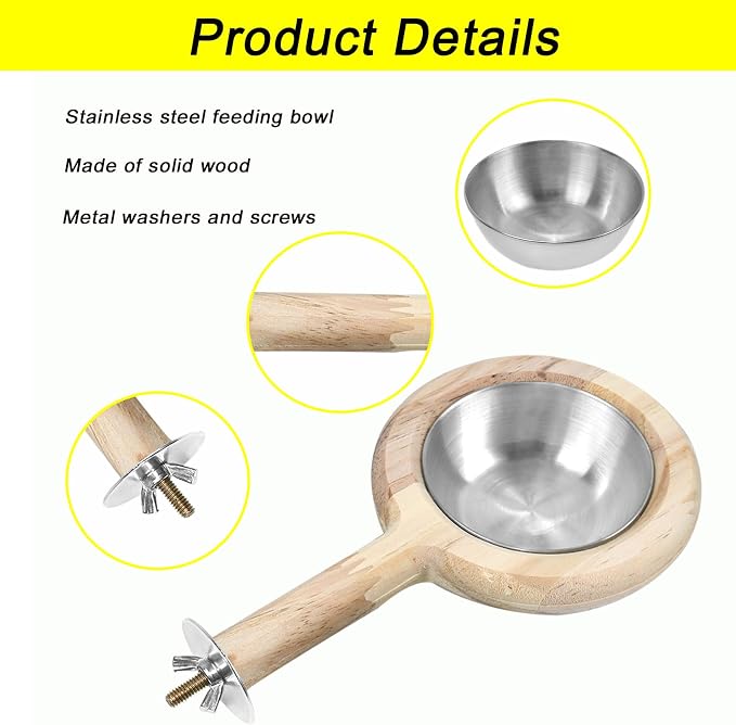 ASOCEA 2 Pack Bird Perch Feeding Cup, Bowls - Image 3