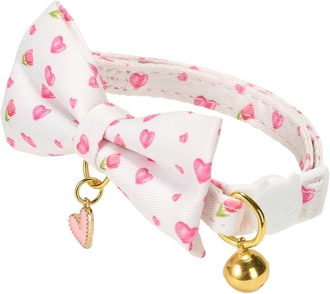 2 Pack Cat Collars, Removable Bowtie, Floral Pattern, Safety Breakaway Clasp - Image 5