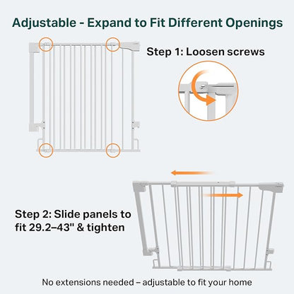 Cumbor 29.2–43" Baby Gate for Stairs, Wall-Mounted, Expandable No Bottom Bar - Image 3