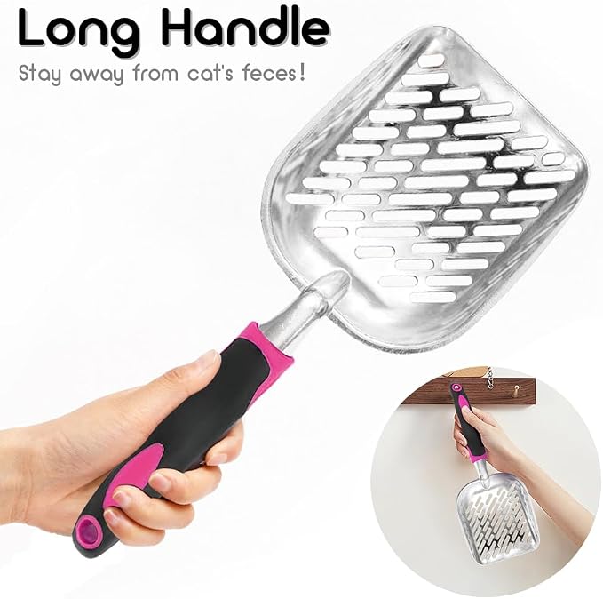 Cat Litter Scoop-Metal Cat Scooper-Long Handle Scoop, Cat Scooper-Poop - Image 4