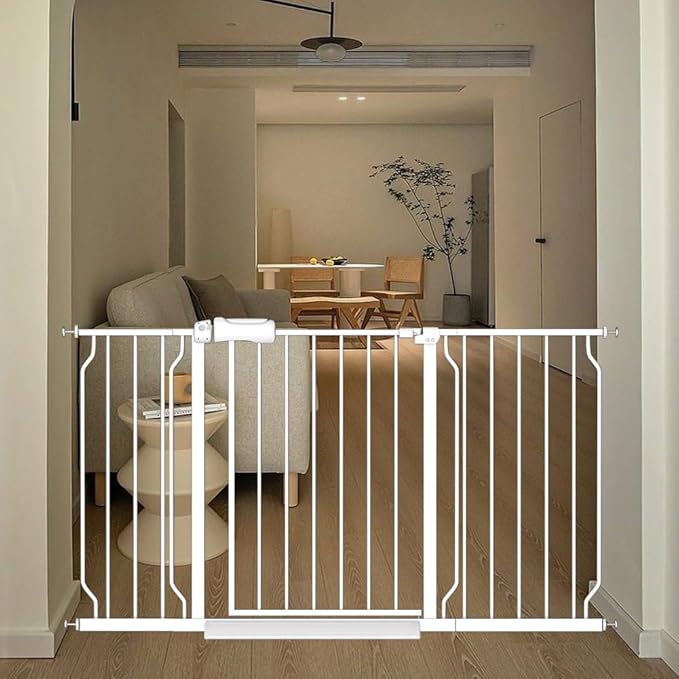 White Extra Wide Baby Gate 53-57.5 inch by FlowerFrail